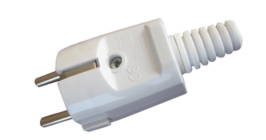 Schuko white male plug